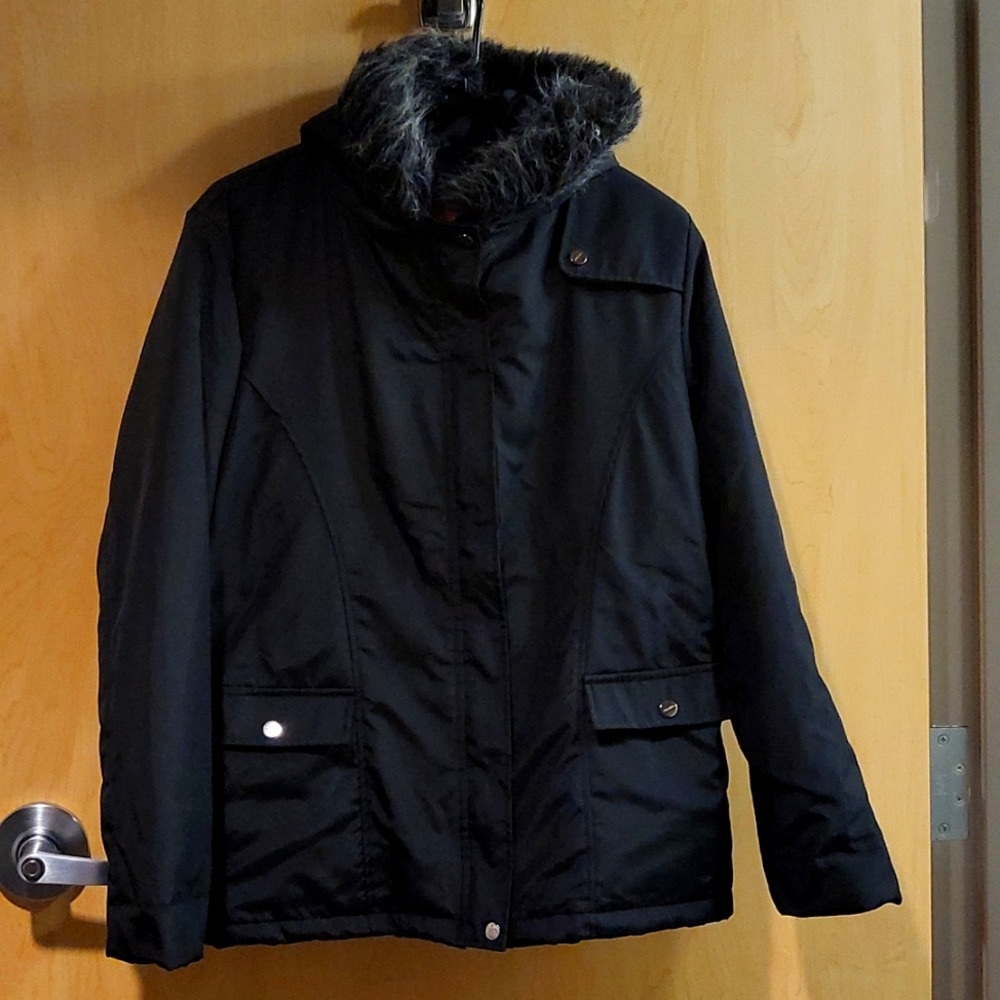 Prada Black Puffer Coat with Fur Hood